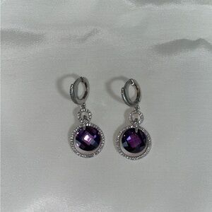 Elegant Purple and Silver Drop Earrings
